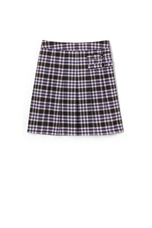Plaid Pleated Two-Tab Skort