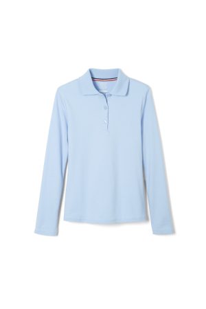 Long Sleeve Fitted Interlock Polo with Picot Collar (Feminine Fit)
