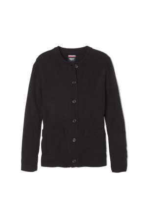 Girls Anti-Pill Crew Neck Cardigan Sweater - FINAL SALE